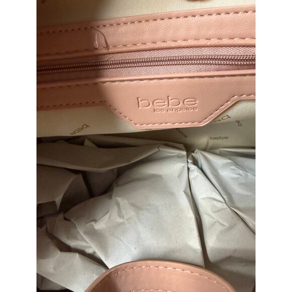 Bebe Jacquard Logo Tote Bag in Blush Pink | NWT | Large Shoulder/Crossbody - Picture 3 of 5